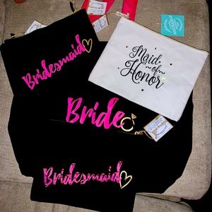 6 BAGS~Bride, Maid of Honor & 4 Bridesmaid Carry-All Bags -NWT 2 have Swarovski